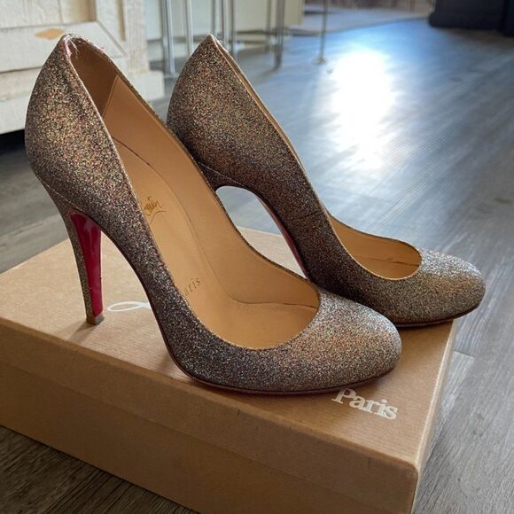 CHRISTIAN LOUBOUTIN Multicolor Glitter Mini Ron Ron 100 Size 36 - Picture 10 of 13